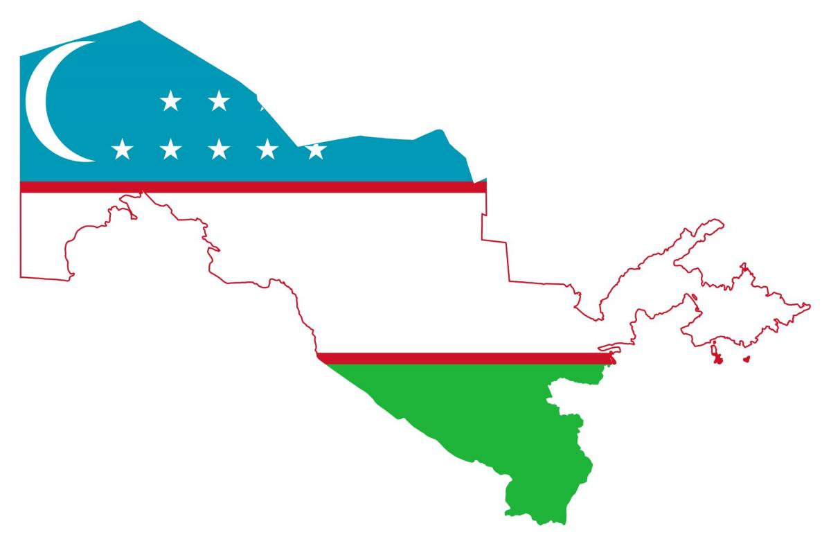 map of Uzbekistan flag 