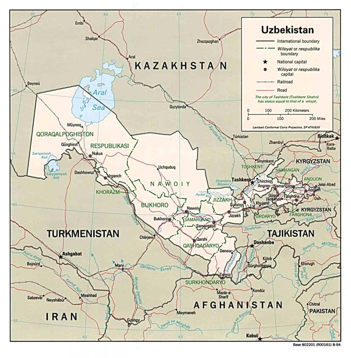 map Uzbekistan surrounding countries