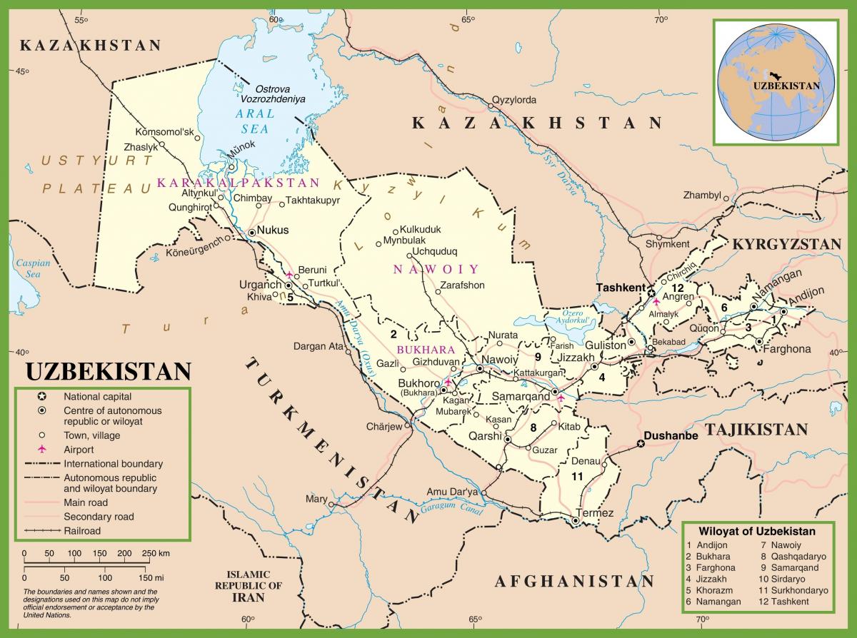map of Uzbekistan political 